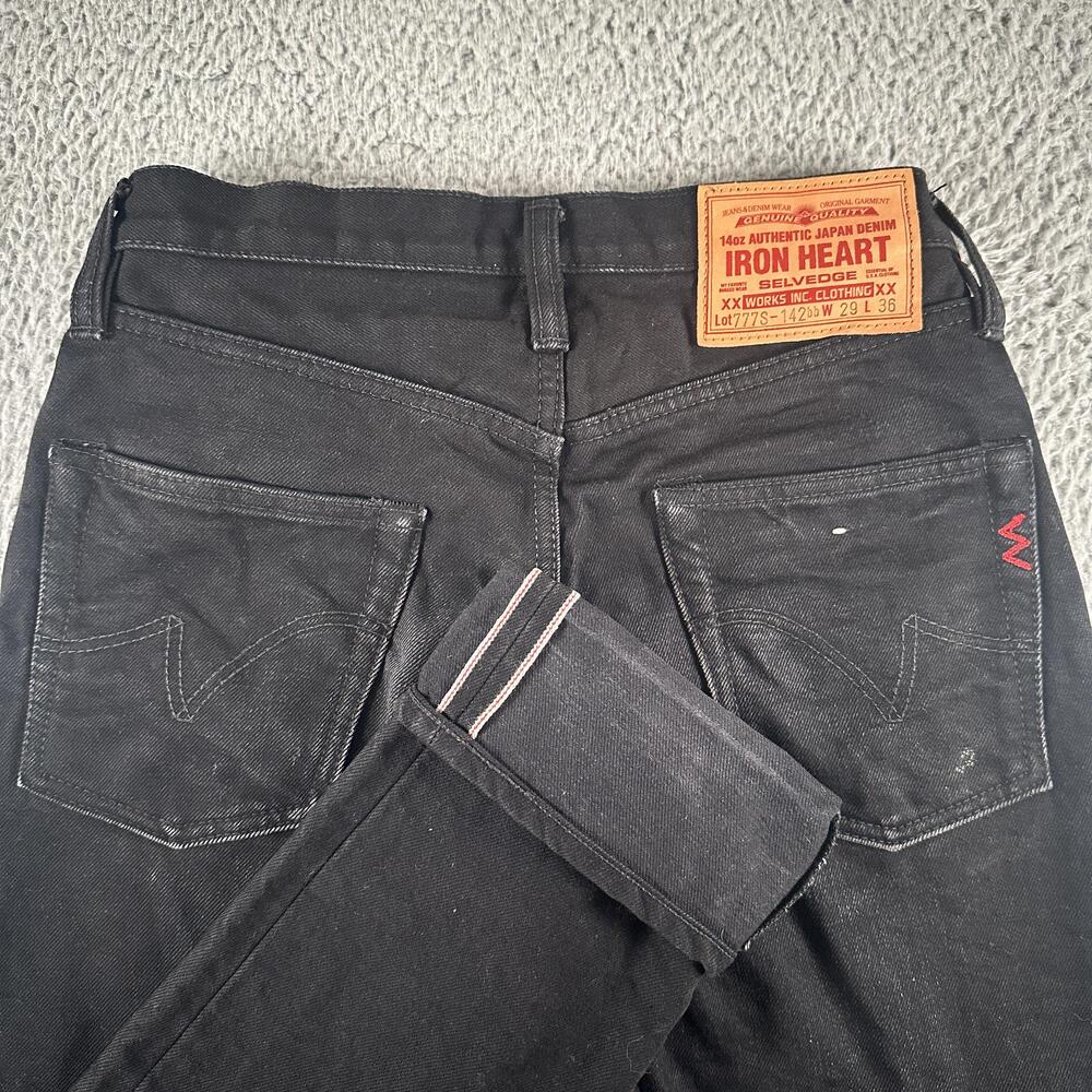 Iron Heart 777S 14oz Jeans Mens 29x36(29x31 Fit) Black Slim Selvedge Japan